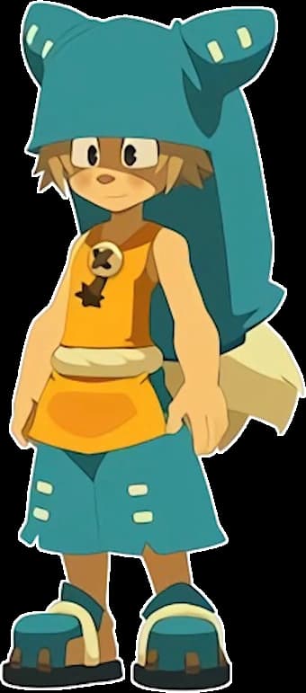 Yugo, the blue-haired Eliatrope hero from Wakfu